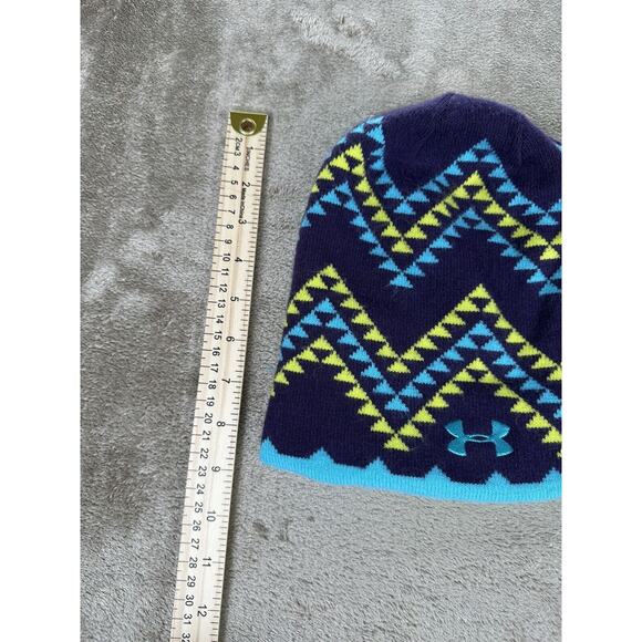 Under Armour Reversible Yellow Purple Turquoise Beanie Ski Winter Cap Toboggan - Picture 3 of 5